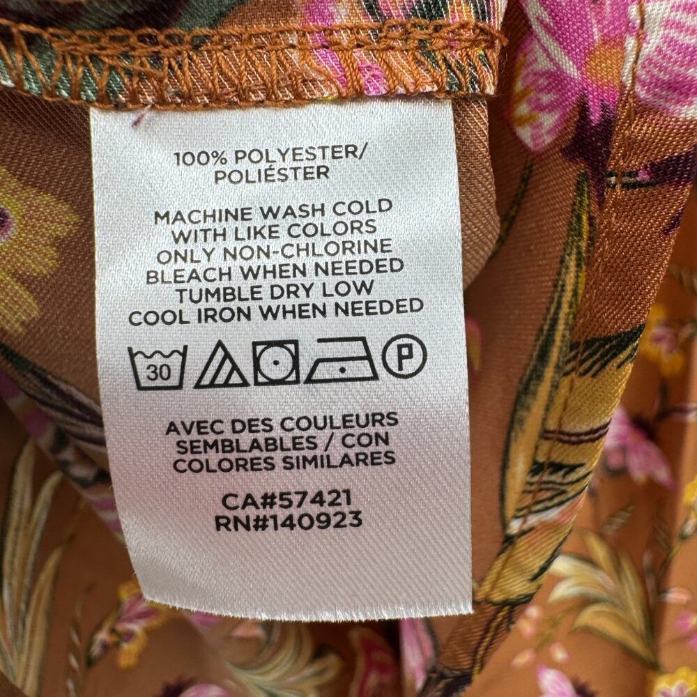 Loft Mixed Print Henley Blouse beautiful fall colors top shirt blouse NWT size X - Picture 8 of 13